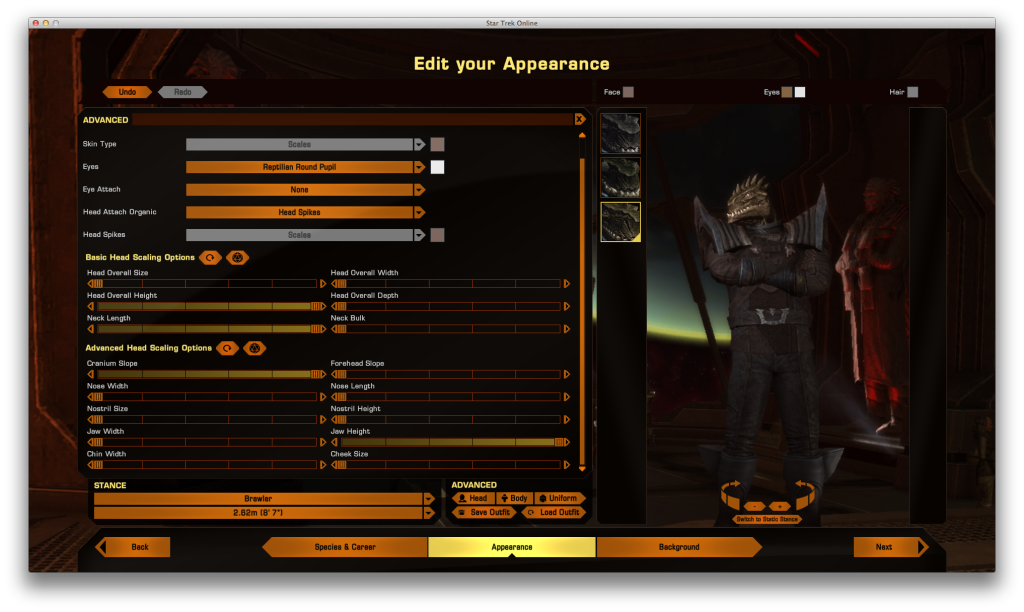 Advanced customization of character outfit