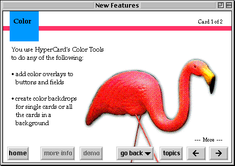 The Color New Features stack from HyperCard 2