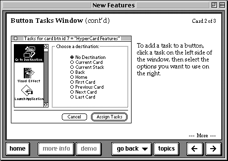 HyperCard's Black and white "Button Tasks" help page