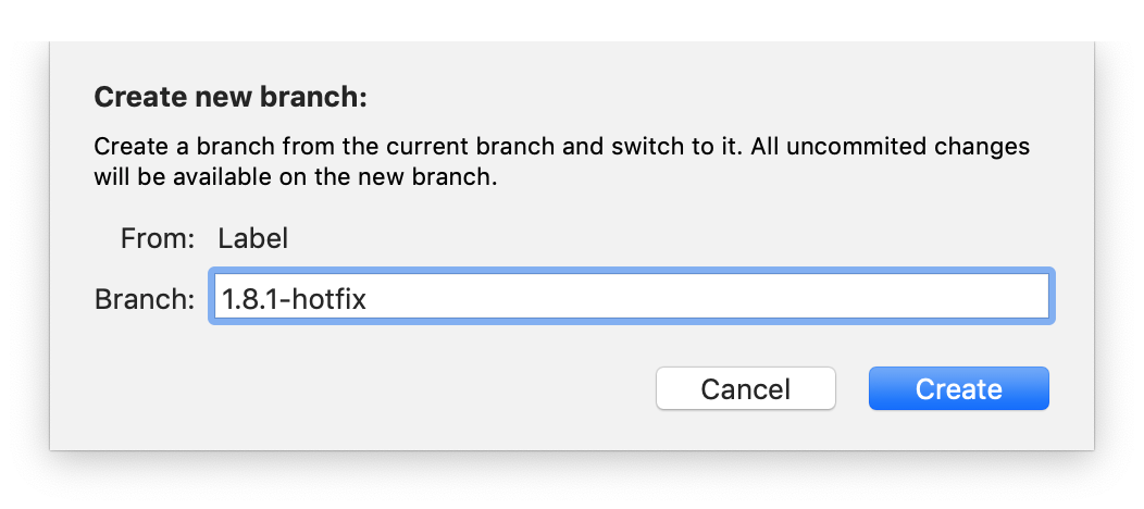 The window for naming your branch