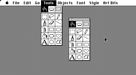 [A tear-off tools menu in HyperCard]
