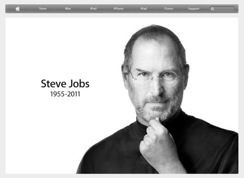 Screenshot of Apple's web site on the day of Steve Jobs's death
