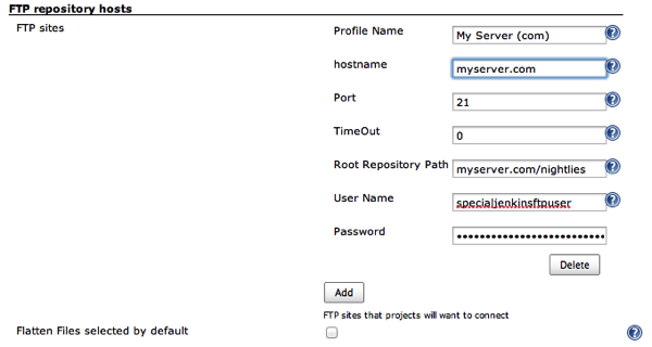 FTP Server settings