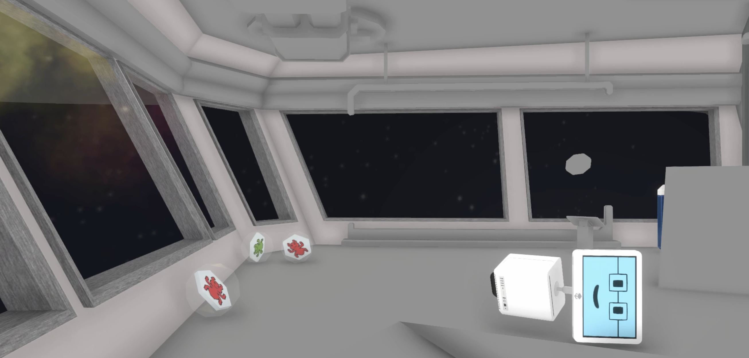 Pilky's avatar in his spaceship, after gravity was reactivated